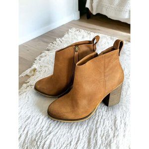 $90 BP Boots Womens 6 M Tan Ankle Booties Side Zip Leather